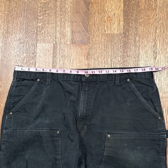 Carhartt Distressed Double Knee Loose Fit Washed Duck Canvas Black Pants Mens 40 - Picture 12 of 12
